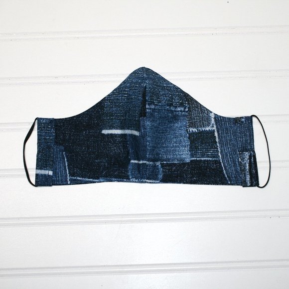 HANDMADE Cloth Denim Patchwork Face Mask Shield - Picture 3 of 6